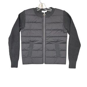 J Society Gray Quilted Jacket with Knit Collar